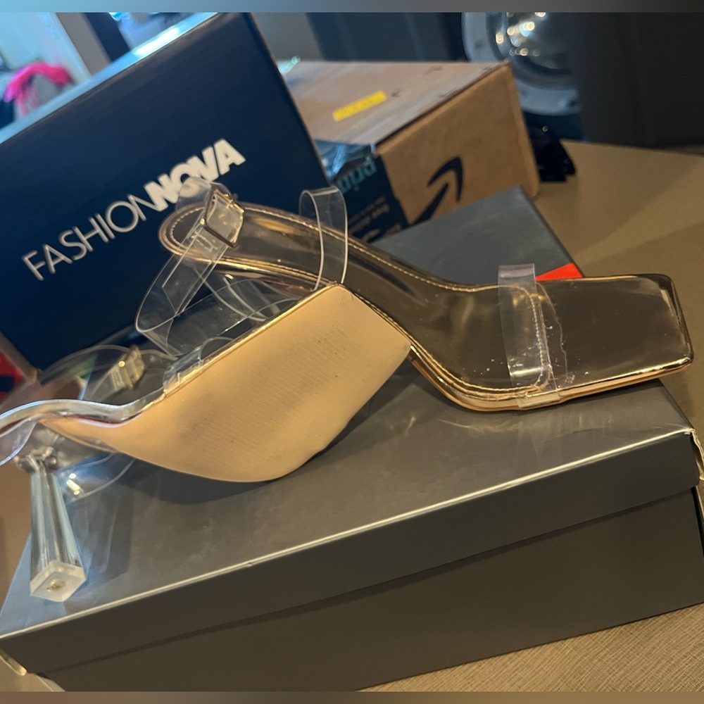 Clear strap heels from Fashion Nova